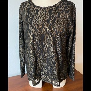 Chico’s Black Top with Gold Embroidered Thread